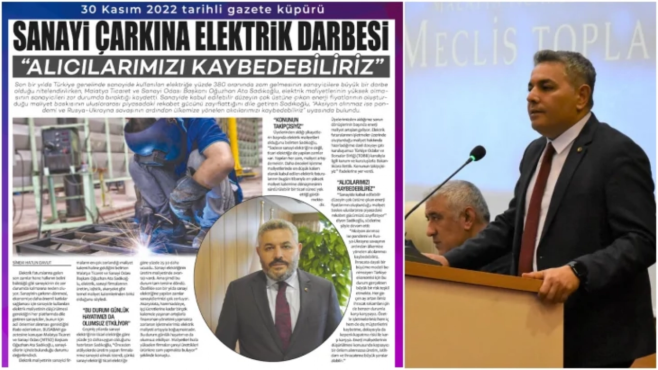 Başkan Sadıkoğlu: Sanayi elektriğine indirim talebimizi her platformda gündeme taşıdık