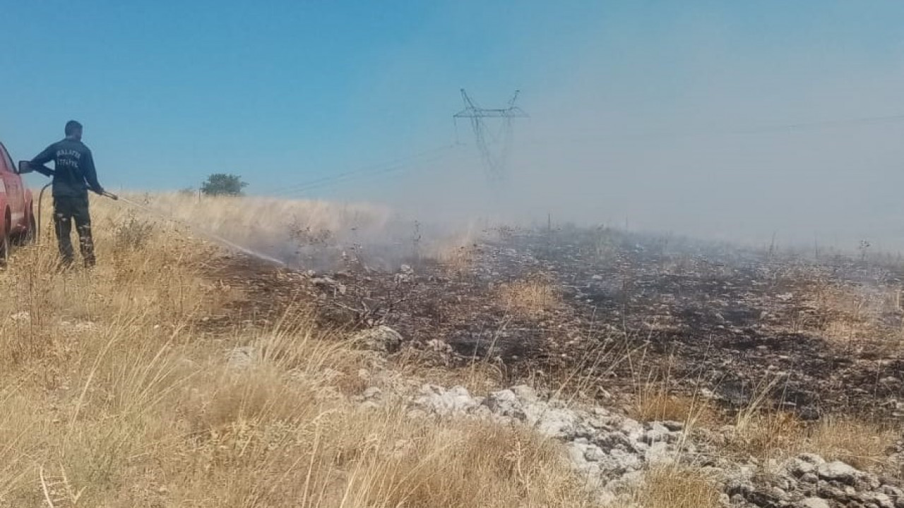 Akçadağ'da bin dönümlük alanda ot yangını