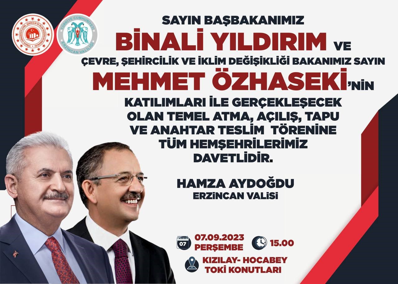 Bakan Mehmet Özhaseki, Erzincan’a Geliyor