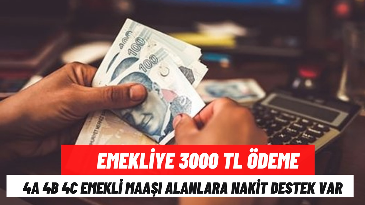 4A 4B 4C’den maaş alan emekliye ek 3000 TL ödeme verilecek