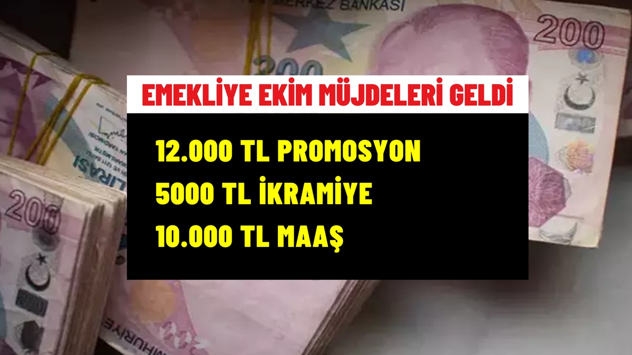 Emekliye Ekim ayı bayram havasında geçecek! 12.000 TL promosyon, 5000 TL ikramiye, 10.000 TL en düşük maaş geliyor