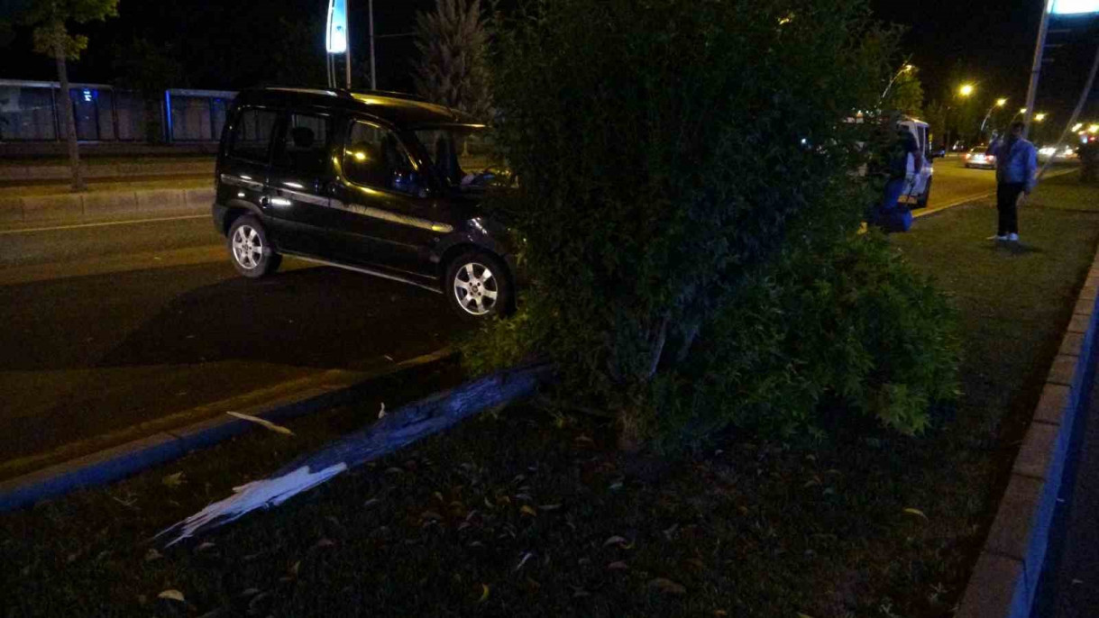 Çarptığı ağacı yerinden söküp karşı şeride geçti: 1 yaralı