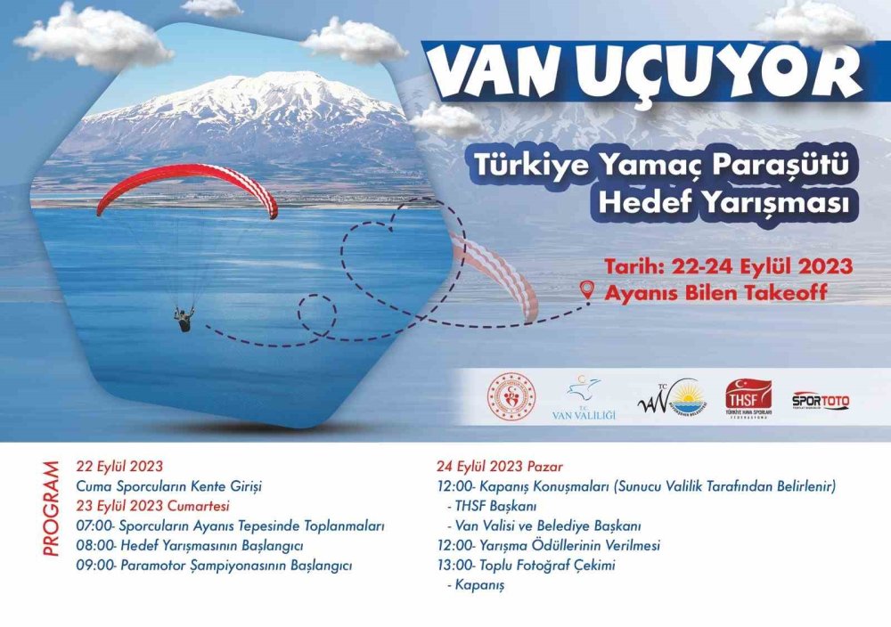 Van’da Yamaç Ve Paramotor Şampiyonası Düzenlenecek